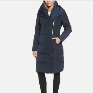 Cole Haan Signature Down & FeatherHooded Puffer Coat Dark Navy New Size XS